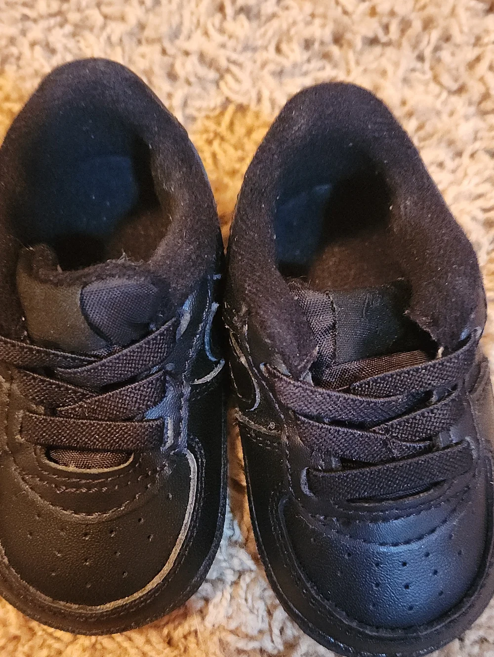 Nike Air Force 1 Black Baby Crib Shoes With Soft Sole Size 3C